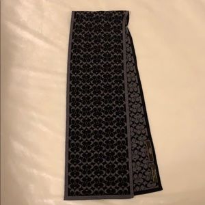 Coach Black Gray Reversible Merino Wool Scarf